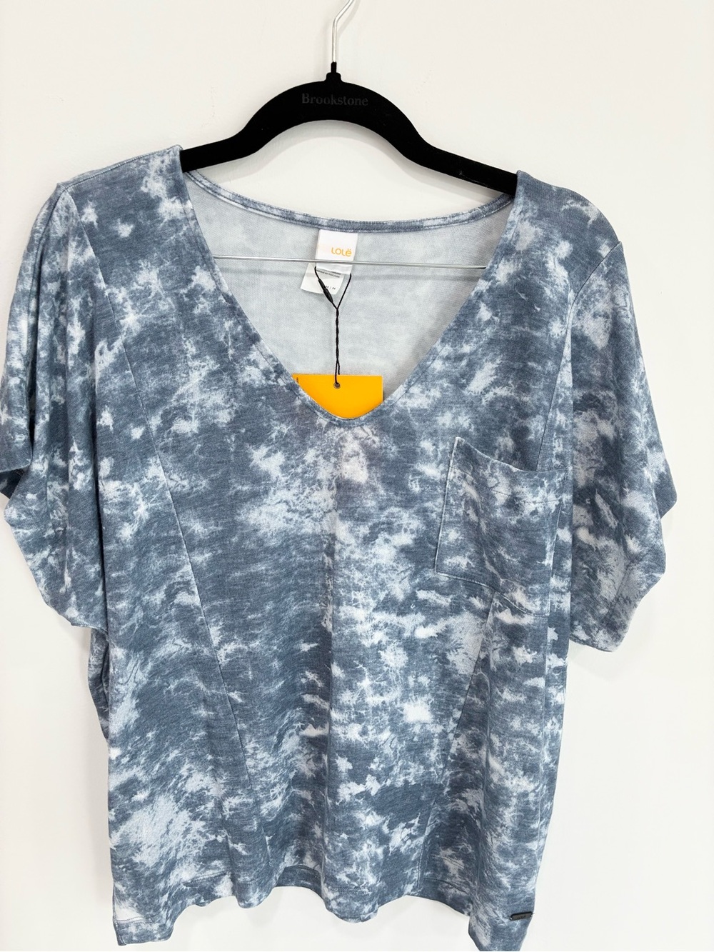 Lole Women's Blue Tie-Dye V-Neck Pocket Tee